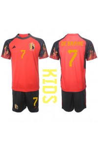 Fotbalové Dres Belgie Kevin De Bruyne #7 Dětské Domácí Oblečení MS 2022 Krátký Rukáv (+ trenýrky)